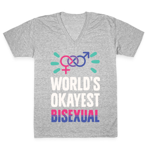 World's Okayest Bisexual V-Neck Tee Shirt