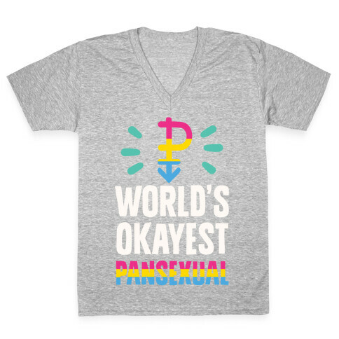World's Okayest Pansexual V-Neck Tee Shirt