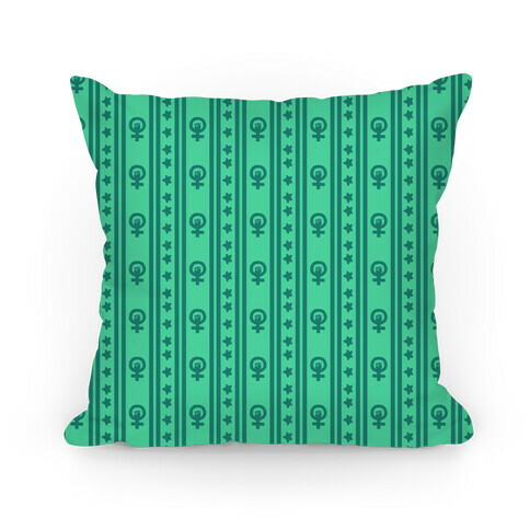 Green Feminist Symbol Pattern Pillow