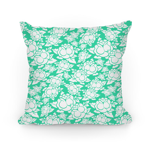 Mint Green Rose Pattern Pillow