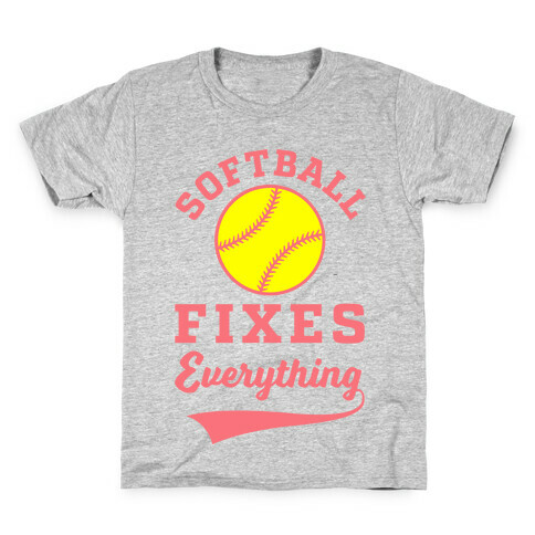 Softball Fixes Everything Kids T-Shirt