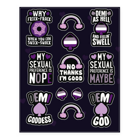 Asexual and Demisexual  Stickers and Decal Sheet