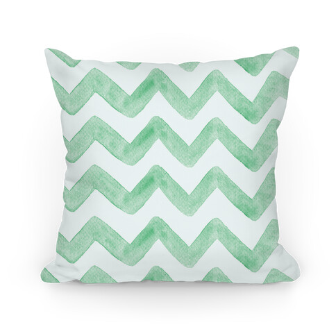 Green Watercolor Chevron Pattern Pillow