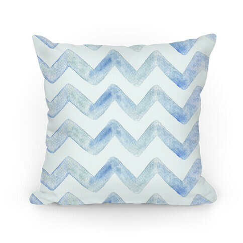 Blue Watercolor Chevron Pattern Pillow