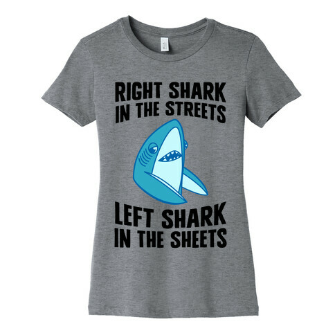 Right Shark In The Streets, Left Shark In The Sheets Womens T-Shirt