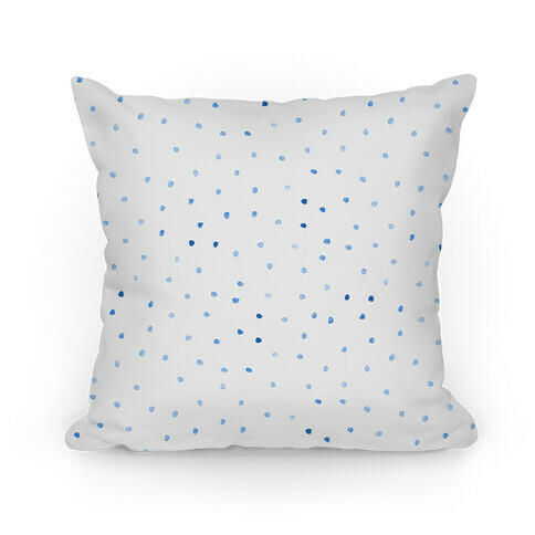 Blue Watercolor Polka Dots Pillow