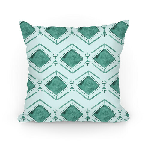 Turquoise Watercolor Tribal Pattern Pillow