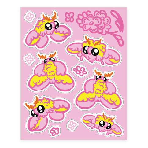 Rosy Maple Moths  Stickers and Decal Sheet