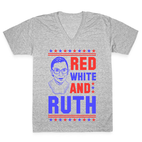 Red White and Ruth V-Neck Tee Shirt