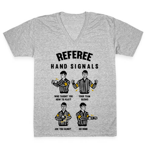 Funny Referee Hand Signals V-Neck Tee Shirt