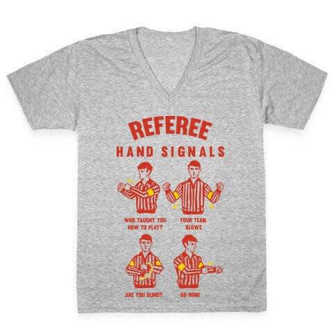 Funny Referee Hand Signals V-Neck Tee Shirt