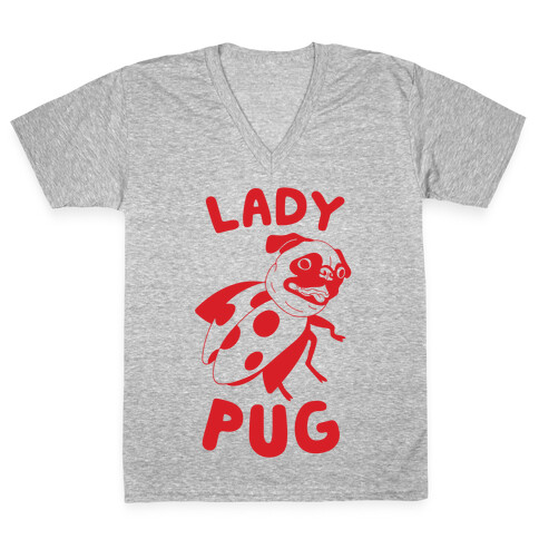 Lady Pug V-Neck Tee Shirt