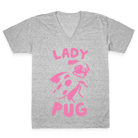 Lady Pug V-Neck Tee Shirt