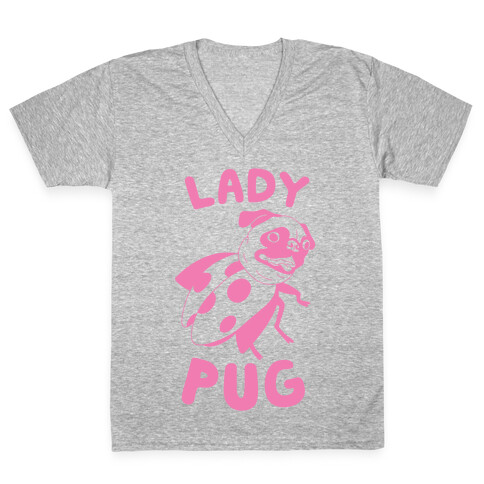 Lady Pug V-Neck Tee Shirt