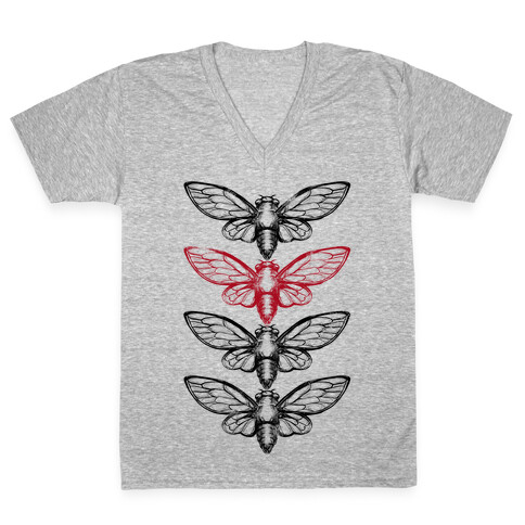 4 Cicadas V-Neck Tee Shirt