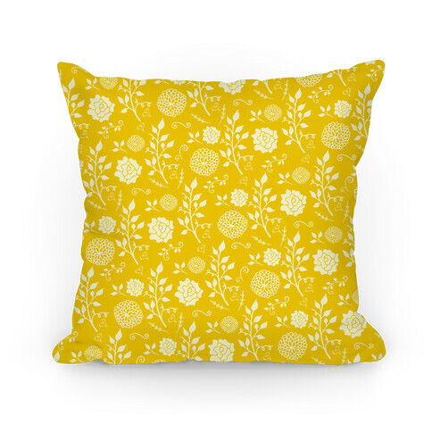 Yellow Whimsical Floral Pattern Pillow