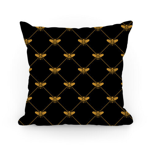Regal Golden Honeybee Pattern Pillow