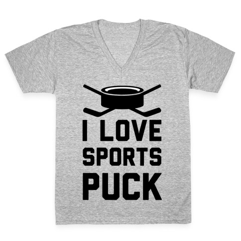 I Love Sports Puck V-Neck Tee Shirt