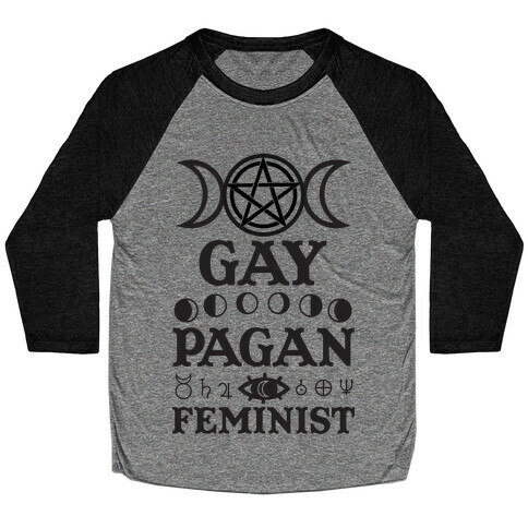 Gay Pagan Feminist Baseball Tee