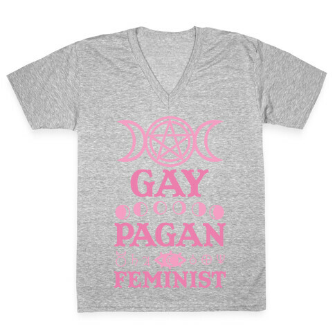Gay Pagan Feminist V-Neck Tee Shirt