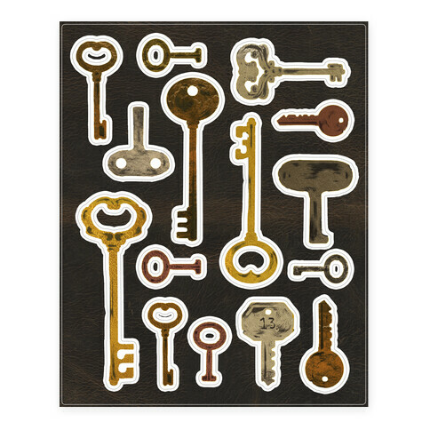 Antique Key  Stickers and Decal Sheet