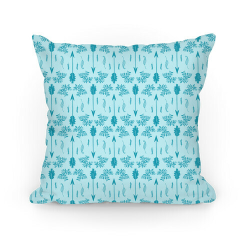 Blue Floral Arrow Pattern Pillow