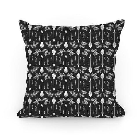 Gray Floral Arrow Pattern Pillow