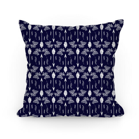 Navy Floral Arrow Pattern Pillow