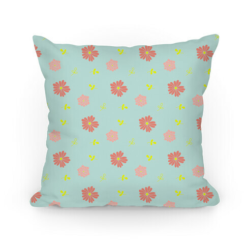 Light Blue Floral Tossed Pattern Pillow