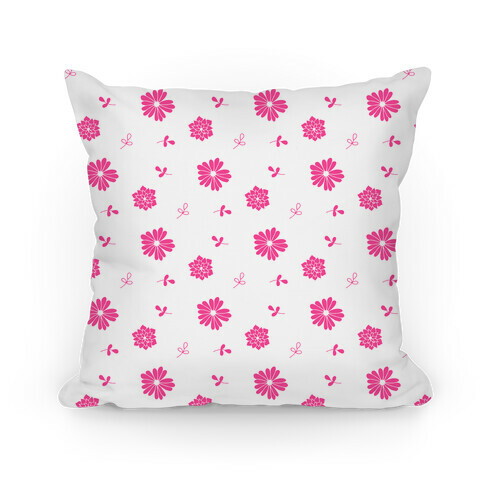 Pink and White Floral Tossed Pattern Pillow