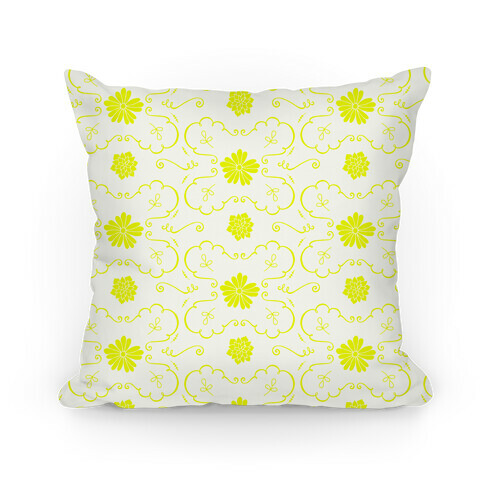 Yellow Floral Wallpaper Pattern Pillow