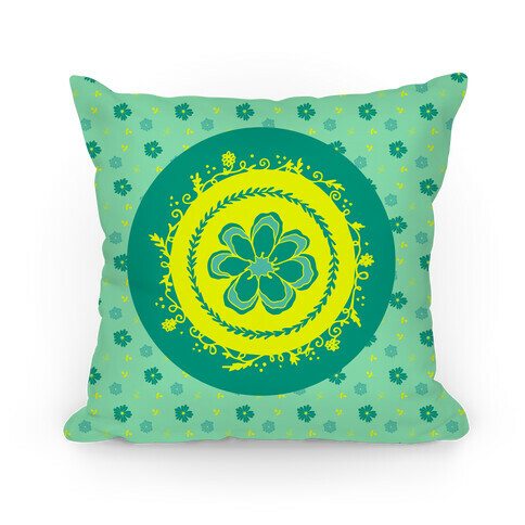 Springtime Floral Mandala (Green) Pillow