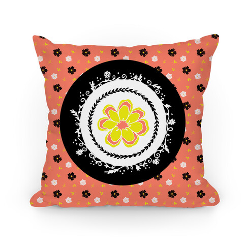 Springtime Floral Mandala (Coral) Pillow