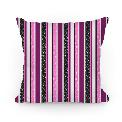 Spring Floral Stripes (Pink and Purple) Pillow