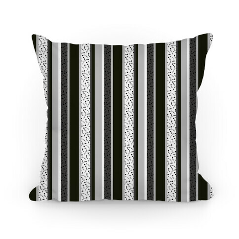 Spring Floral Stripes (Black and White) Pillow