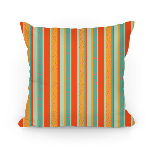 Spring Floral Stripes (Orange and Green) Pillow