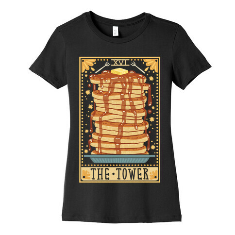 Tarot Card: The Tower (Of Pancakes) Womens T-Shirt