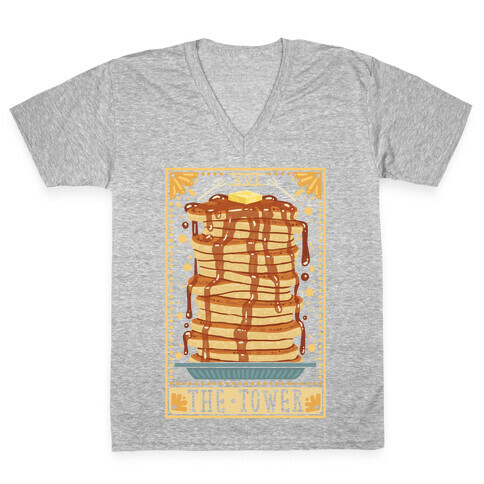 Tarot Card: The Tower (Of Pancakes) V-Neck Tee Shirt