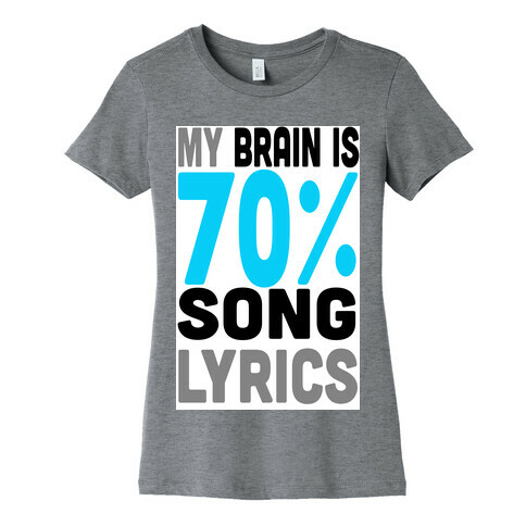 My Brain is 70% Song Lyrics Womens T-Shirt