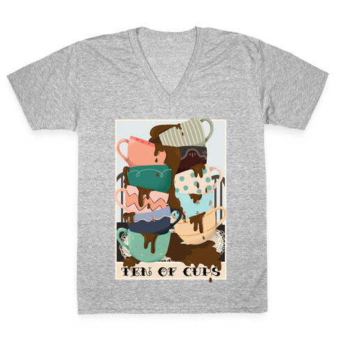 Ten Of Cups (Coffee) Tarot Card V-Neck Tee Shirt