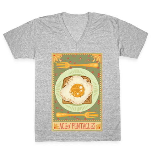 Tarot Card: The Egg Of Pentacles V-Neck Tee Shirt
