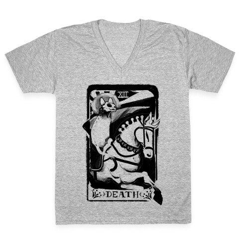 Cat Death Tarot V-Neck Tee Shirt
