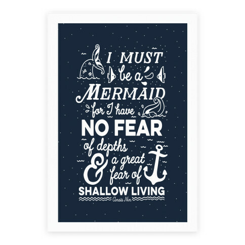 I Must Be A Mermaid Inspirational Quote Poster