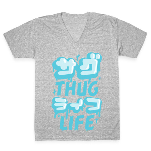 Thug Life (Japanese Katakana) V-Neck Tee Shirt