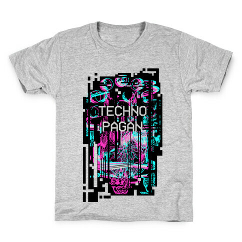 Techno Pagan Glitch Art Kids T-Shirt
