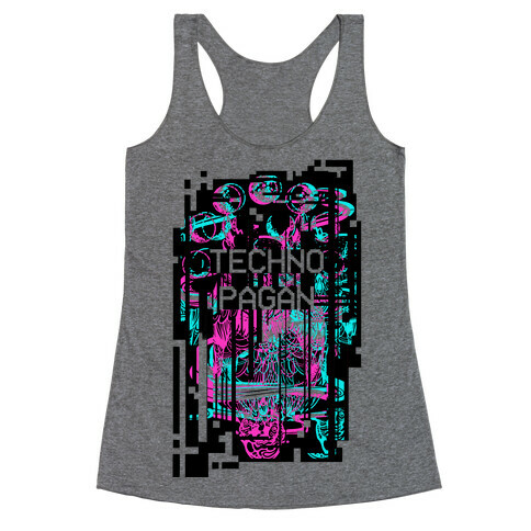 Techno Pagan Glitch Art Racerback Tank Top