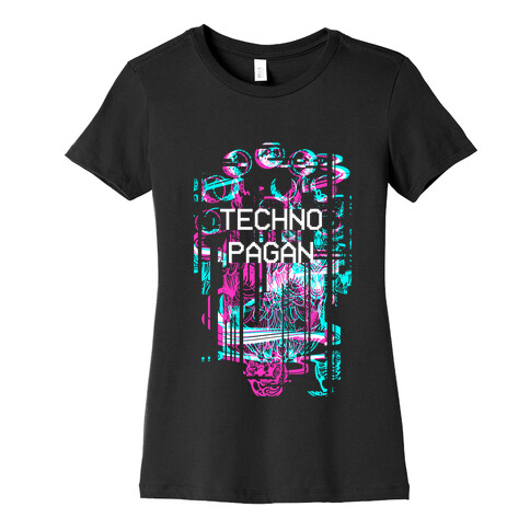 Techno Pagan Glitch Art Womens T-Shirt