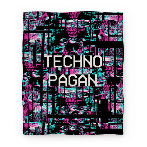 Techno Pagan Glitch Art Blanket