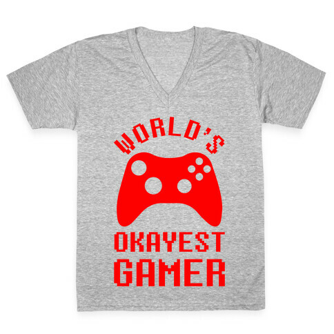 World's Okayest Gamer V-Neck Tee Shirt