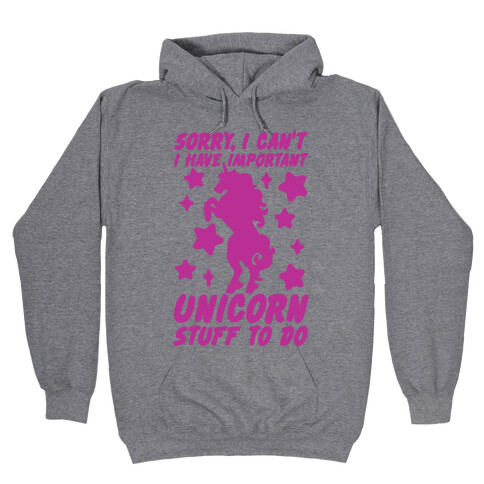 Sorry I Can't I Have Important Unicorn Stuff To Do Hooded Sweatshirt